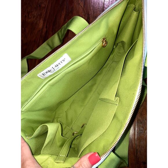 ERIC JAVITS Tote Bag Powder Blue Lime Green SPRING SUMMER PASTEL BOW - Picture 5 of 9